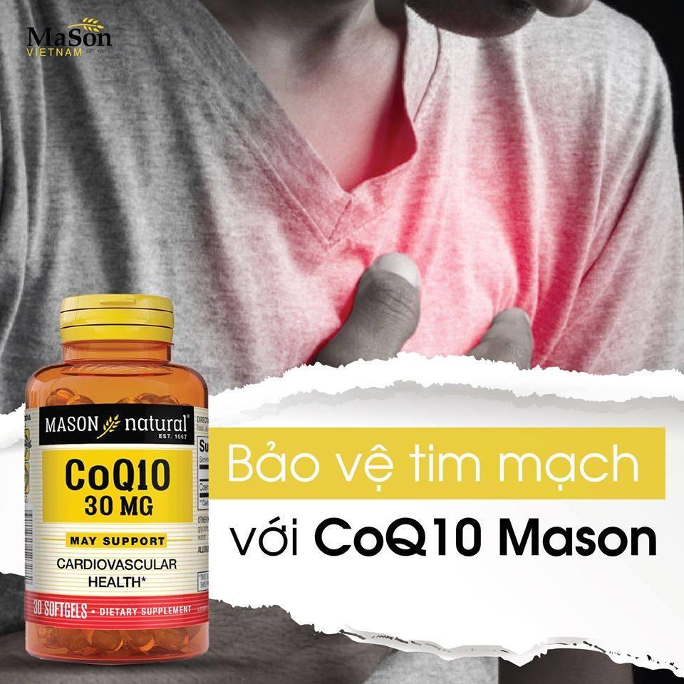 Viên uống Mason Natural CoQ10 30mg hỗ trợ sức khỏe bổ tim mạch giúp giảm cholesteron máu ổn định huyết