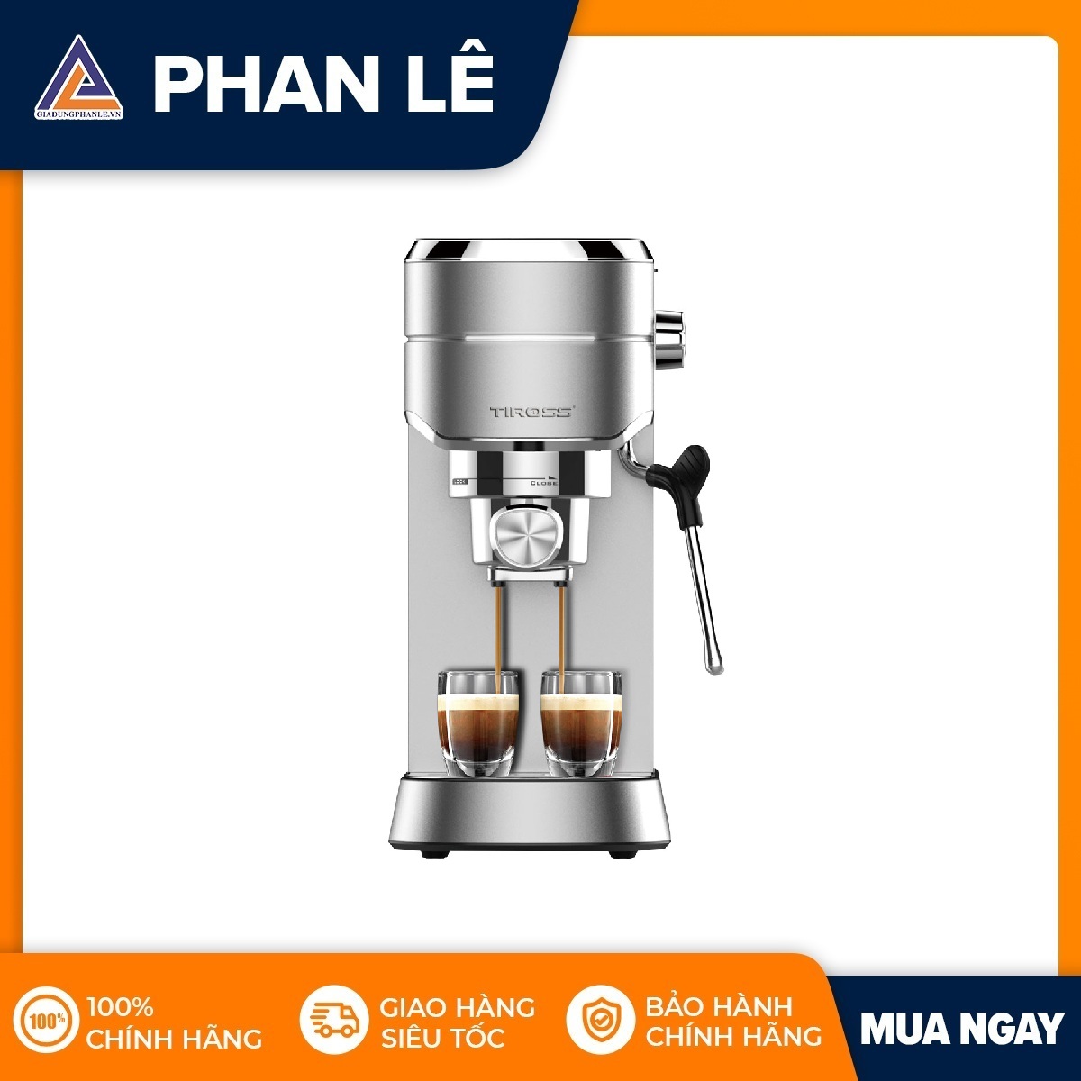 Máy pha cà phê Espresso Tiross TS6212 - Hàng Chính Hãng