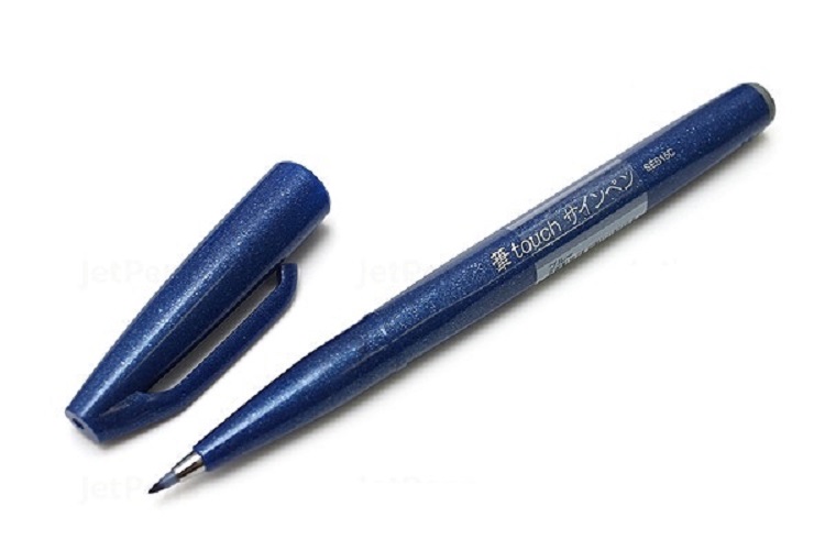 Combo 10 bút lông đầu cọ viết calligraphy Pentel Fude Touch Brush Sign Pen - UP.PENS COLLECTION - Cool Colors