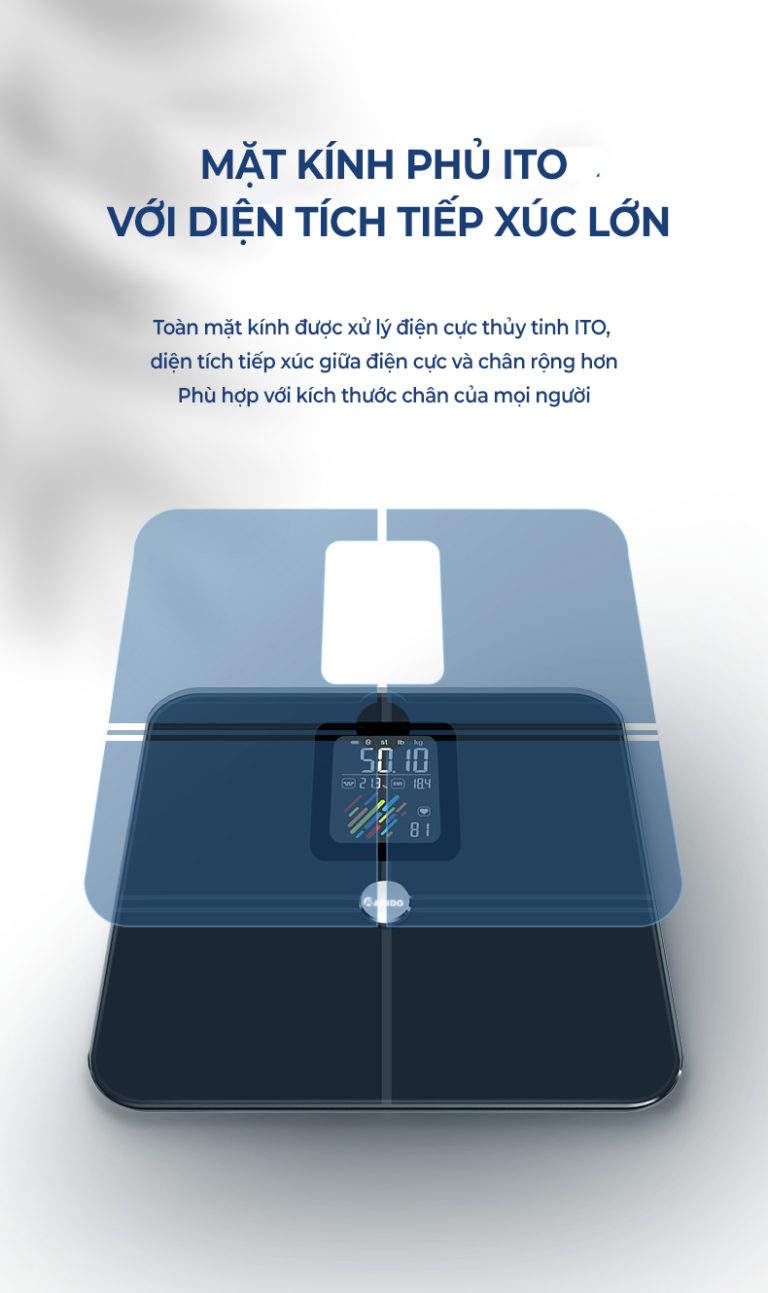 Cân điện tử sức khỏe thông minh Rapido RSB05–BS kết nối bluetooth, đo 21 chỉ số, bảo hành 12 tháng