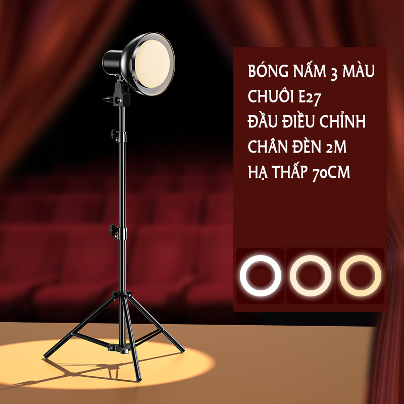 Bộ đèn chụp ảnh sản phẩm, CHUÔI CHỤP ĐÈN chụp hình studio chân 2 mét bóng nấm, 155w chỉnh màu