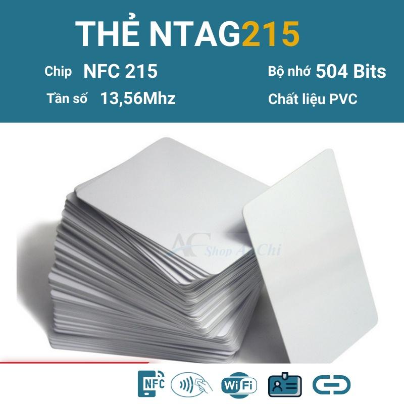 thẻ nfc ntag215 dùng tạo thẻ metabank, giả lập Amiibo, thẻ cá nhân thông minh màu trắng kích thước 85.5 x 54 x 0.86mm