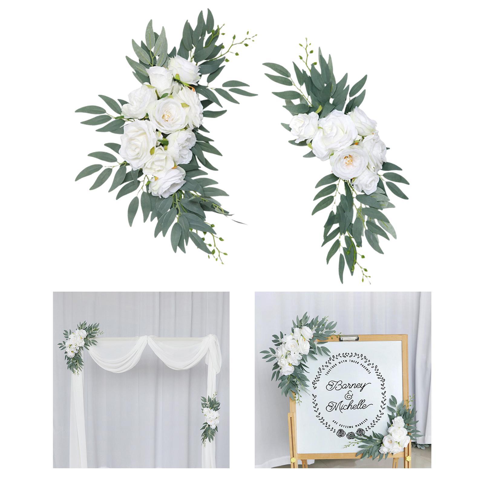 2Pcs Wedding Arch Flowers Swag Green Leaves for Wedding Wall Decorative