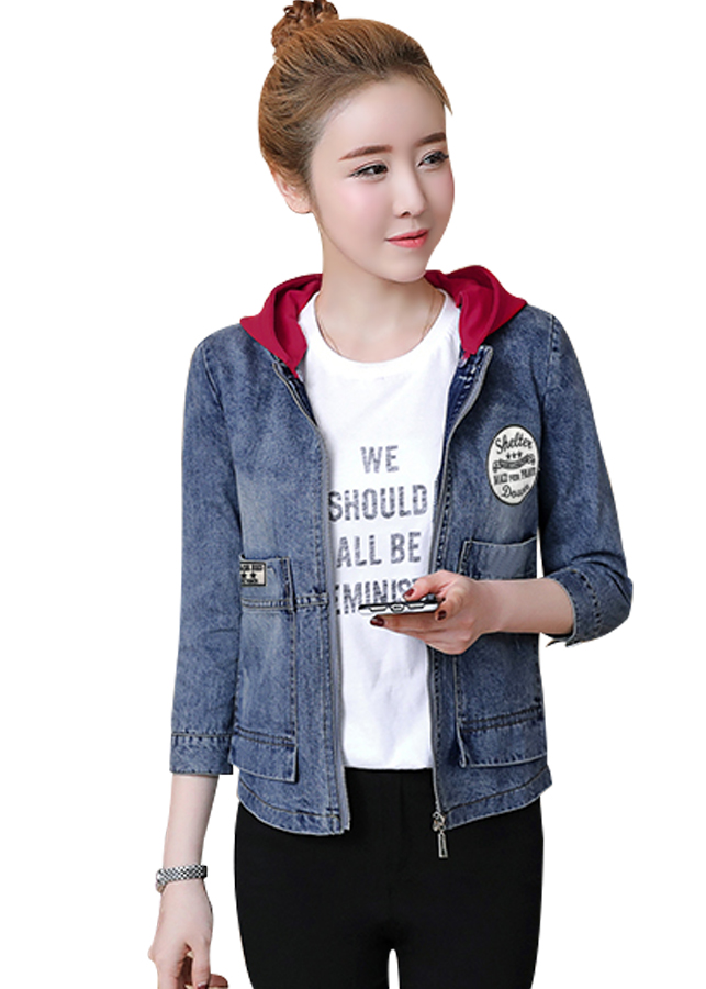 Áo khoác jean nữ phối nón