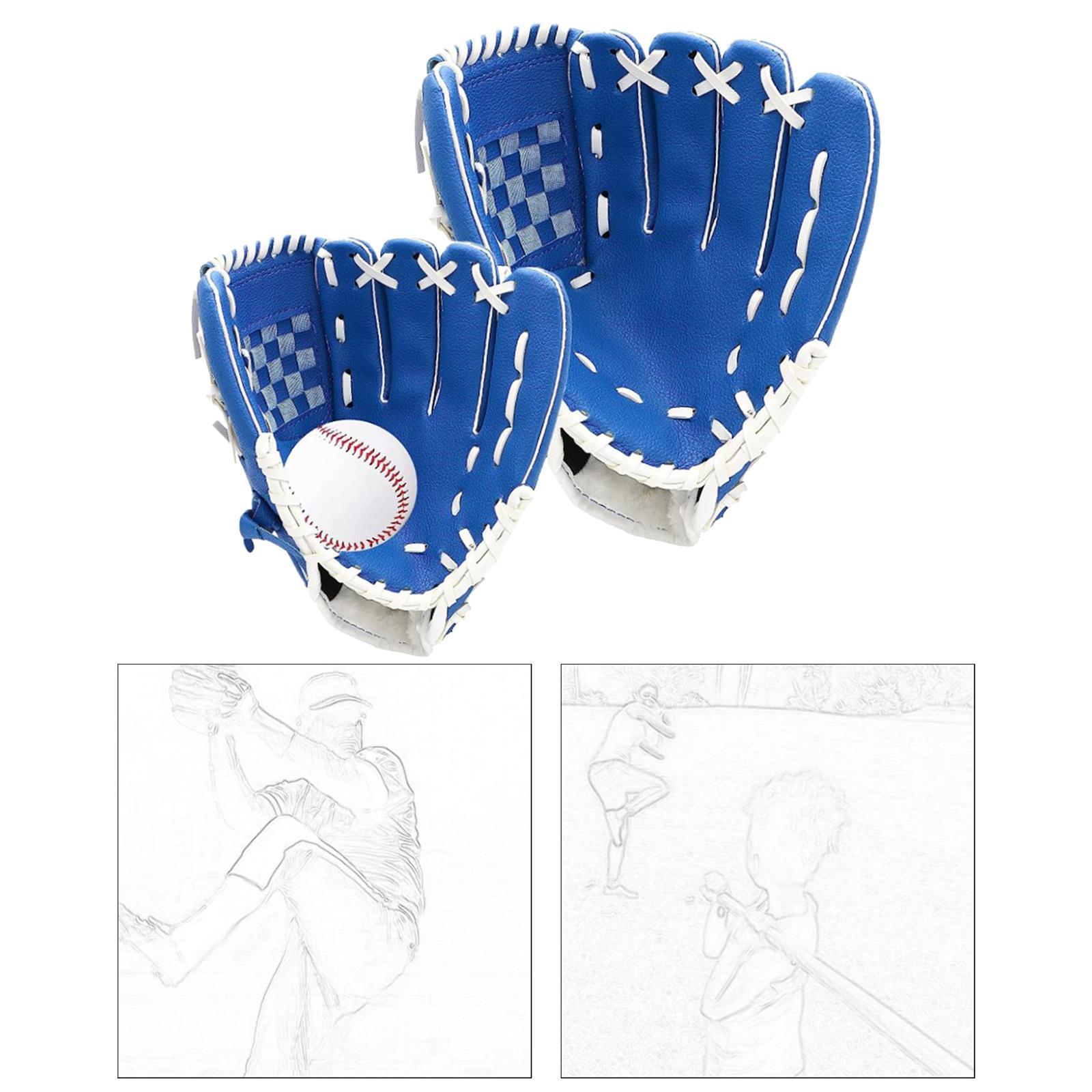 2Pcs Baseball Glove Softball Gloves Infield Outfield Gloves Baseball Fielding Glove Baseball Mitts with Ball for Team Game Beginner Backyard