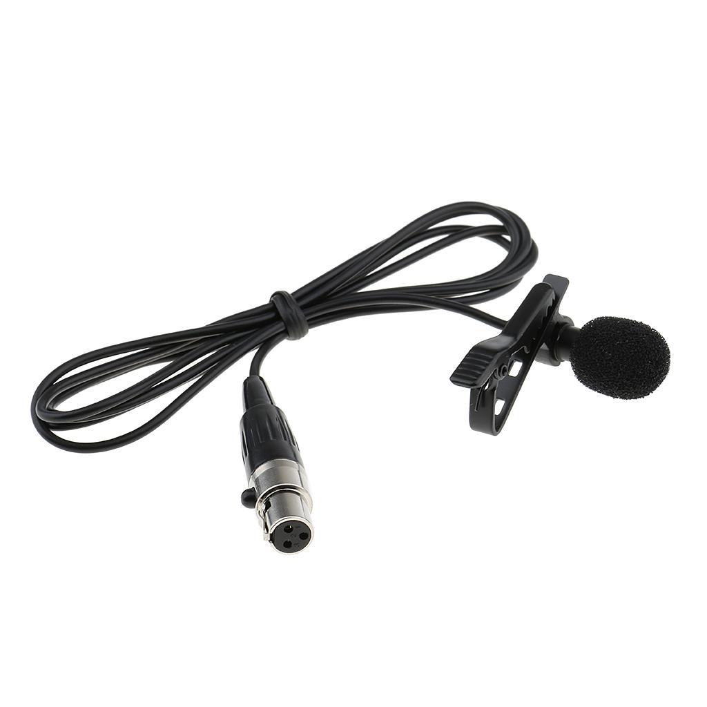 2x XLR Connector Lavalier Lapel Microphone & Windscreen for Wireless System - Black