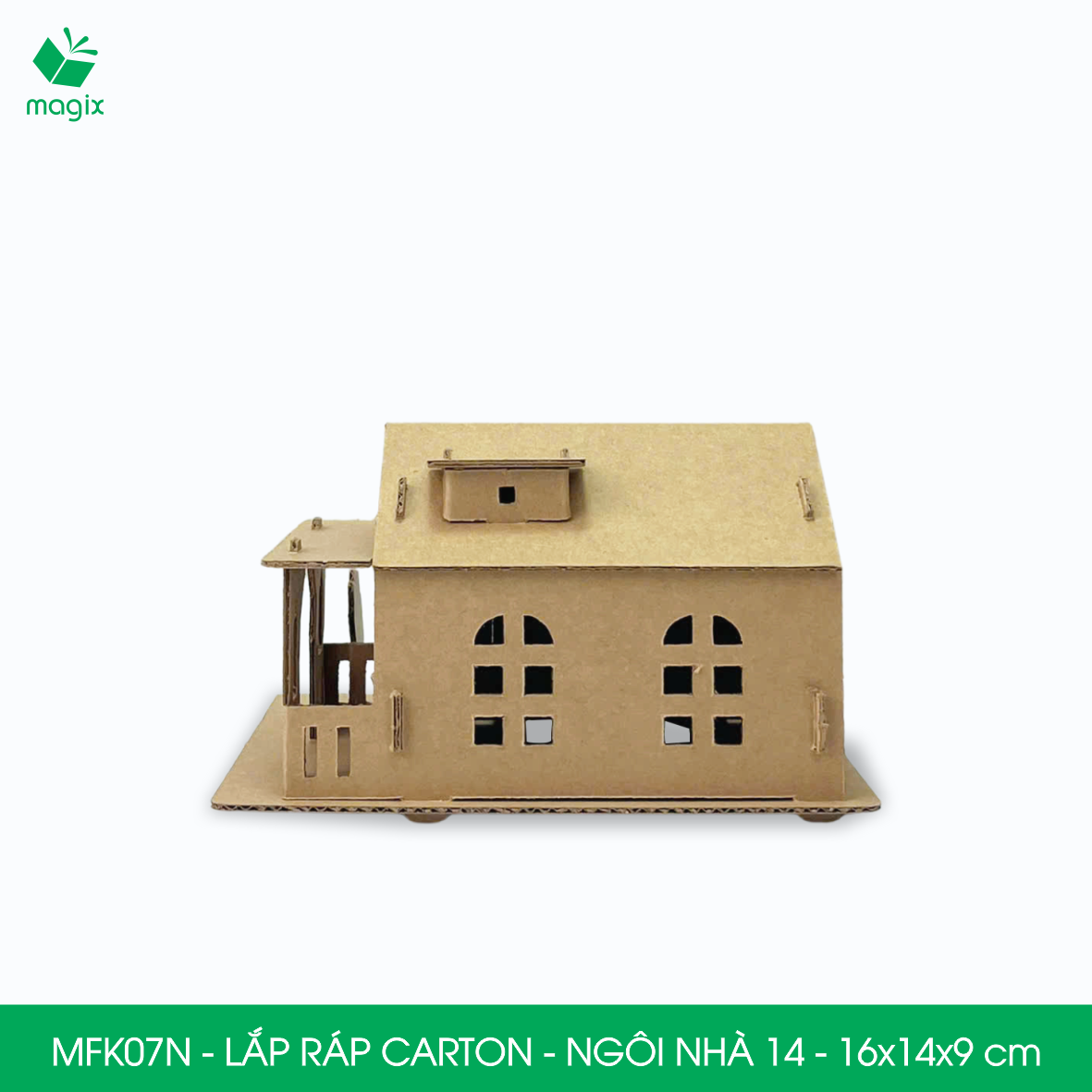 MFK07N -16x14x9 cm - Mô hình ngôi nhà lắp ráp từ bìa carton cao cấp, nhà giấy carton mini sáng tạo