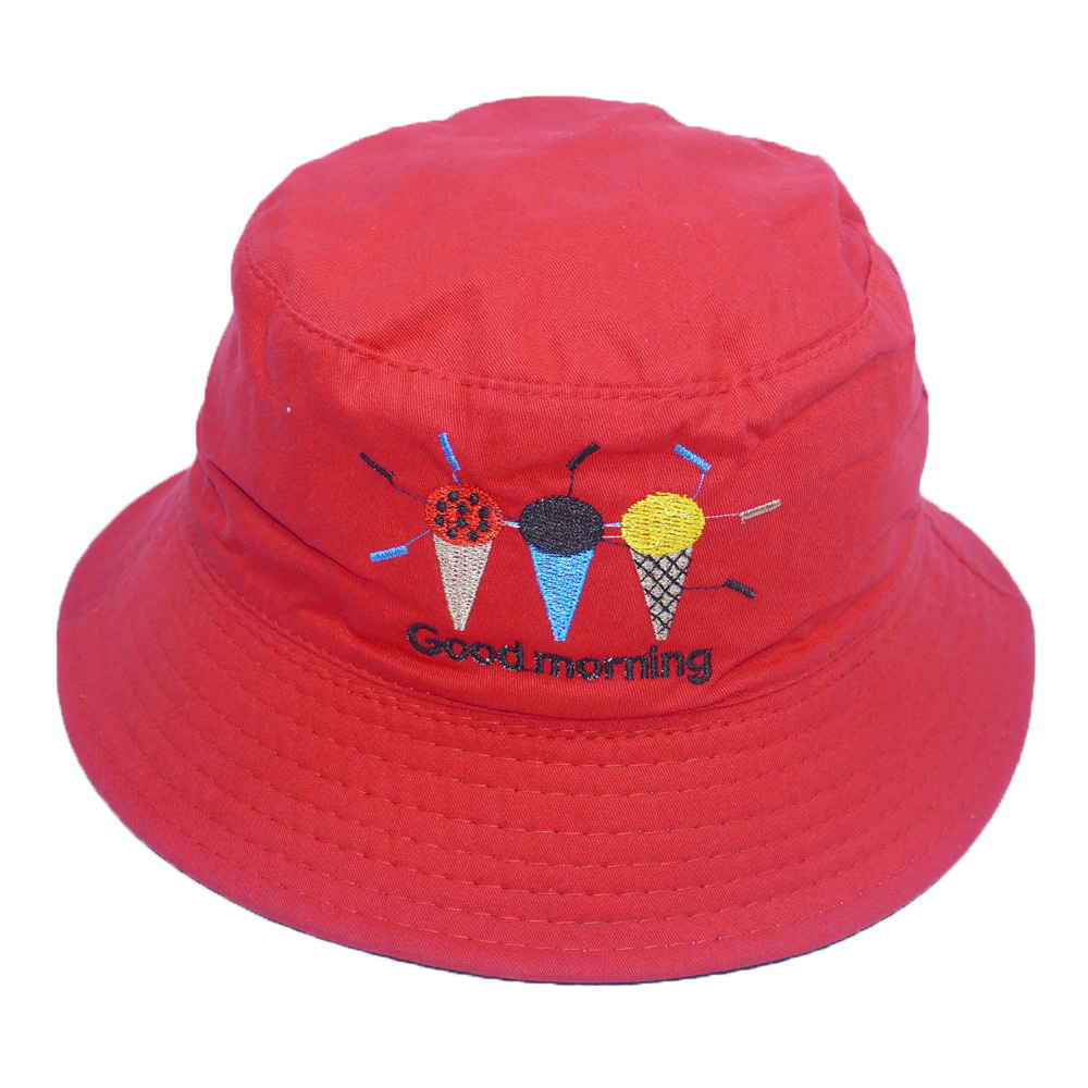 Mũ bucket tai bèo thêu hình 3 que kem Good Morning, đội được 2 mặt với 2 màu khác nhau độc đáo - Hạnh Dương