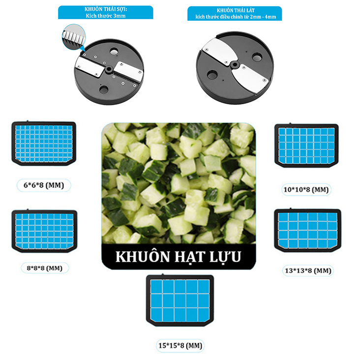 Máy thái bào rau củ quả 7 loại lưỡi dùng cho nhà hàng, khách sạn đa năng Leeka Q1C