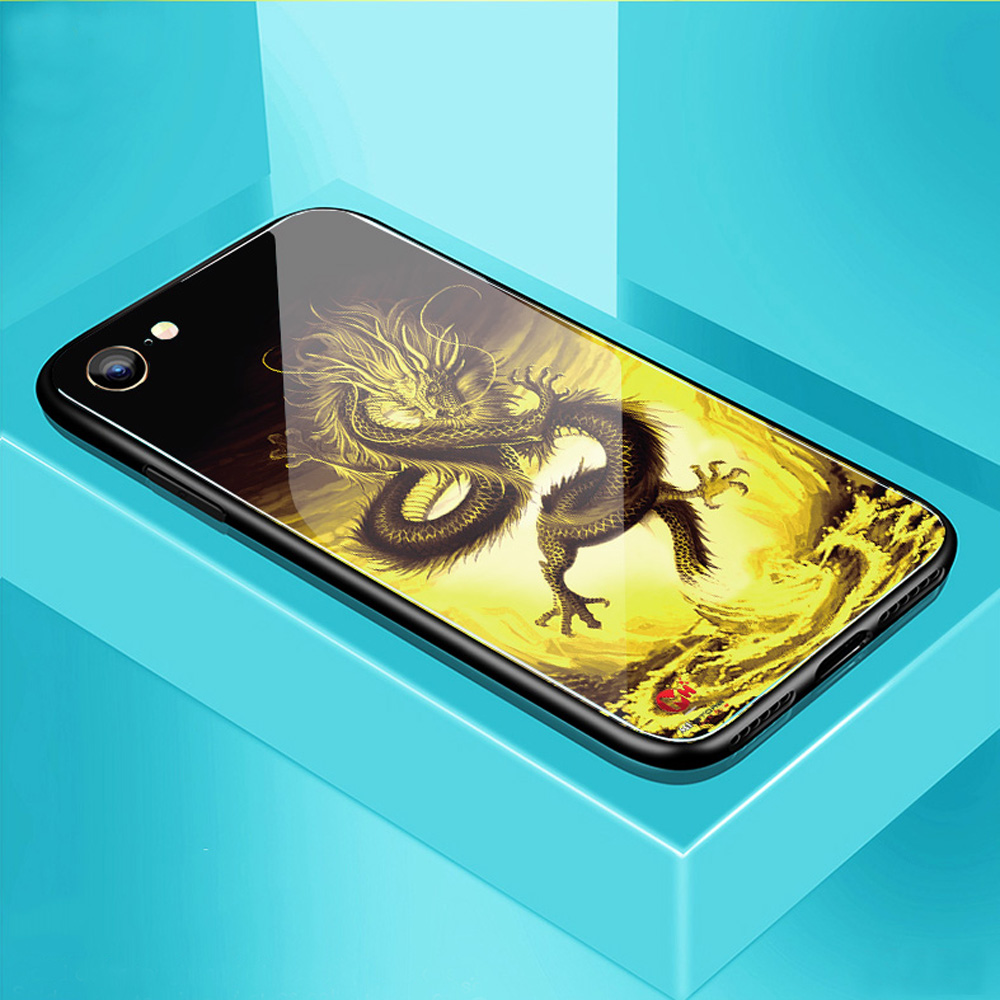 Ốp lưng iPhone in 3D rồng dạ quang phát sáng ban đêm mặt lưng kính cường lực