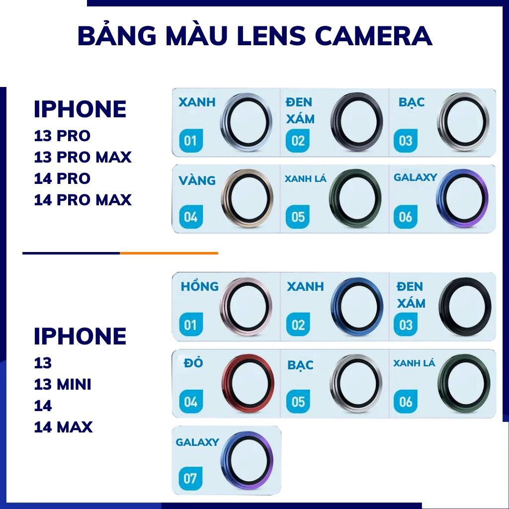 Cường lực camera ip 14 pro max 14 plus 13 pro max 13 mini KUZOOM viền nhiều màu phụ kiện huỳnh tân