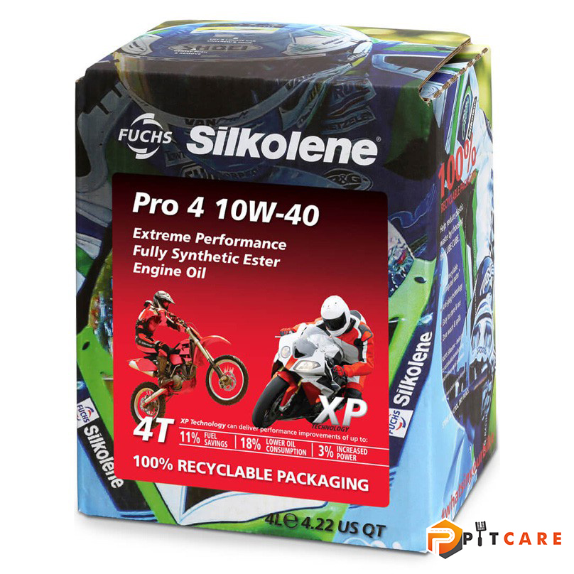 Nhớt Xe Máy Fuchs Silkolene Pro 4 10W40 Hộp Giấy 4 Lít Chính Hãng