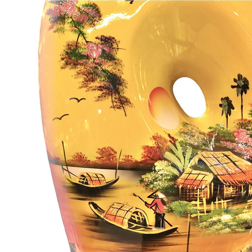 Bình Cá Trang Trí Sơn Mài Cảnh Đồng Quê Việt Nam