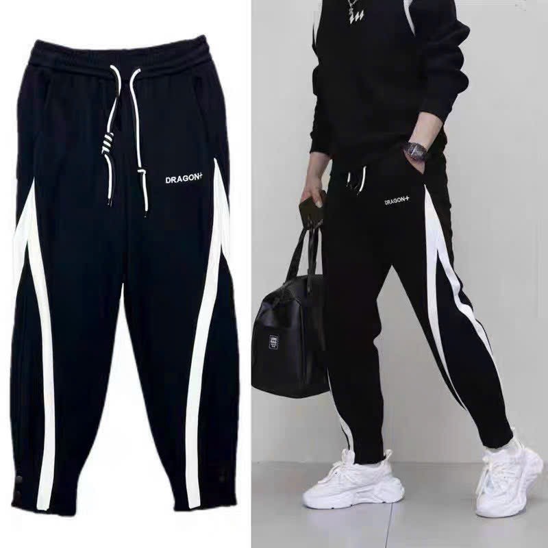 Quần Jogger Nỉ DRAGON+ Phối Sọc Bo Túm Gấu Unisex Đang hottred