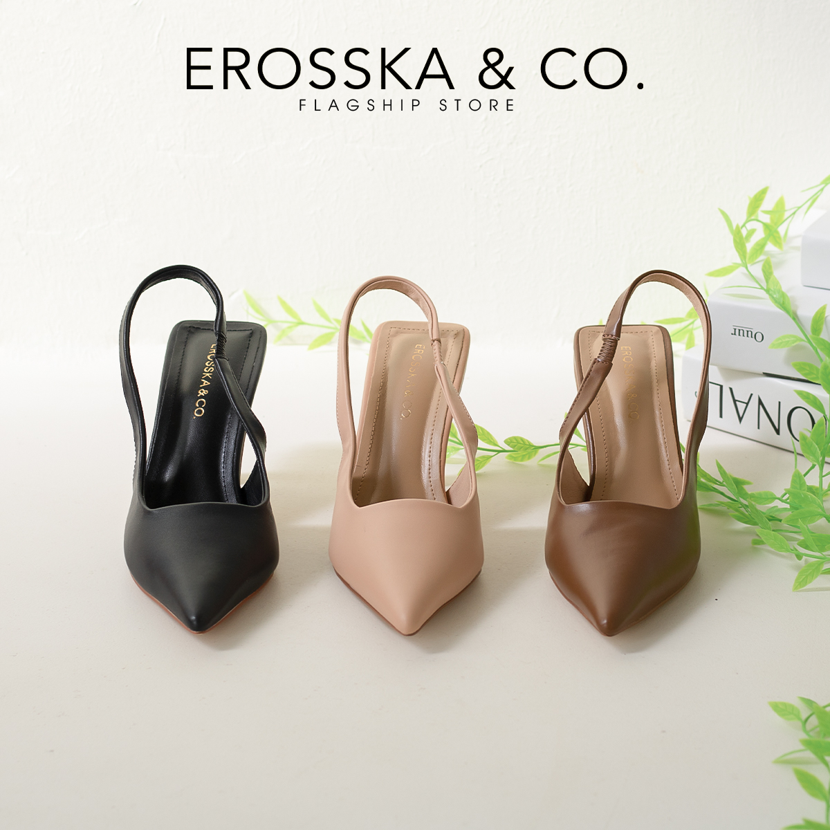 Erosska - Giày cao gót mũi nhọn phối dây cao 7cm _ EH041