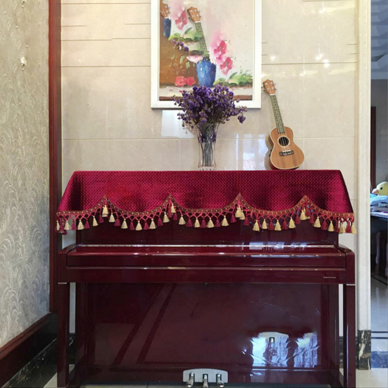 Khăn phủ đàn piano cơ đàn piano điện tử 88 phím phong cách Châu Âu cổ điển sang trọng chống bụi chống xước - HÀNG CHÍNH HÃNG