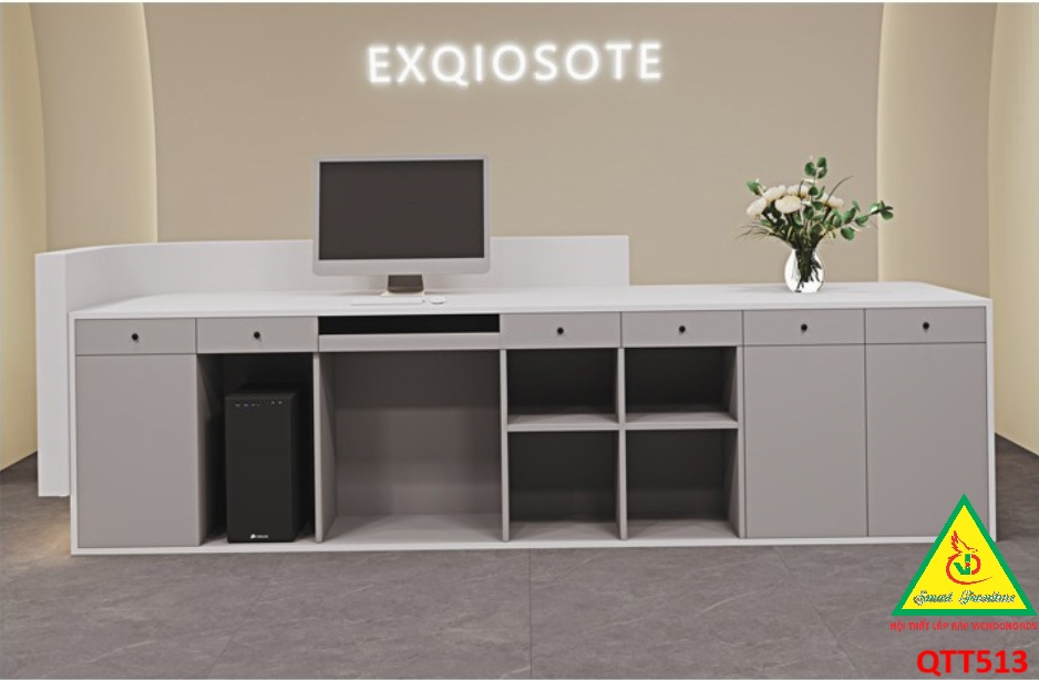 Bàn thu ngân, bàn lễ tân, bàn tính tiền bằng gỗ MDF QTT513- NỘI THẤT LẮP RÁP VIENDONGADV