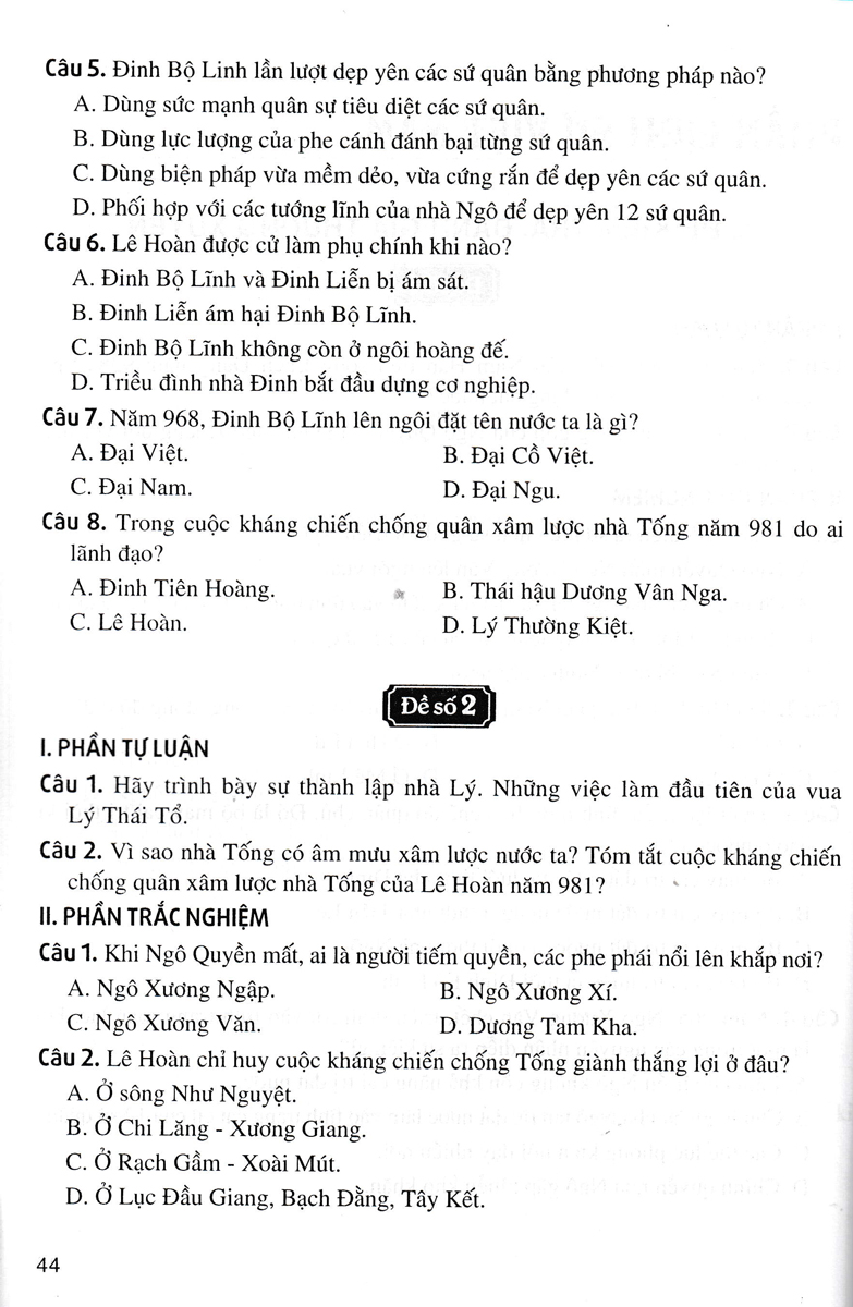 Đề Kiểm Tra Đánh Giá Lịch Sử Lớp 7 (Dùng Chung Cho Các Bộ SGK Hiện Hành)  - HA