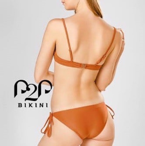 P2P BIKINI - Bikini hai mảnh áo mút, quần tam giác basic cột dây phối khoen cam đất - BTK370M_TG21