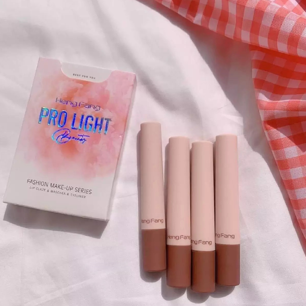 Set Trang Điểm PRO LIGHT: 1 Mascara + 1 Kẻ Mắt + 2 Son Lì của Feng Hang Hot Trend 2021