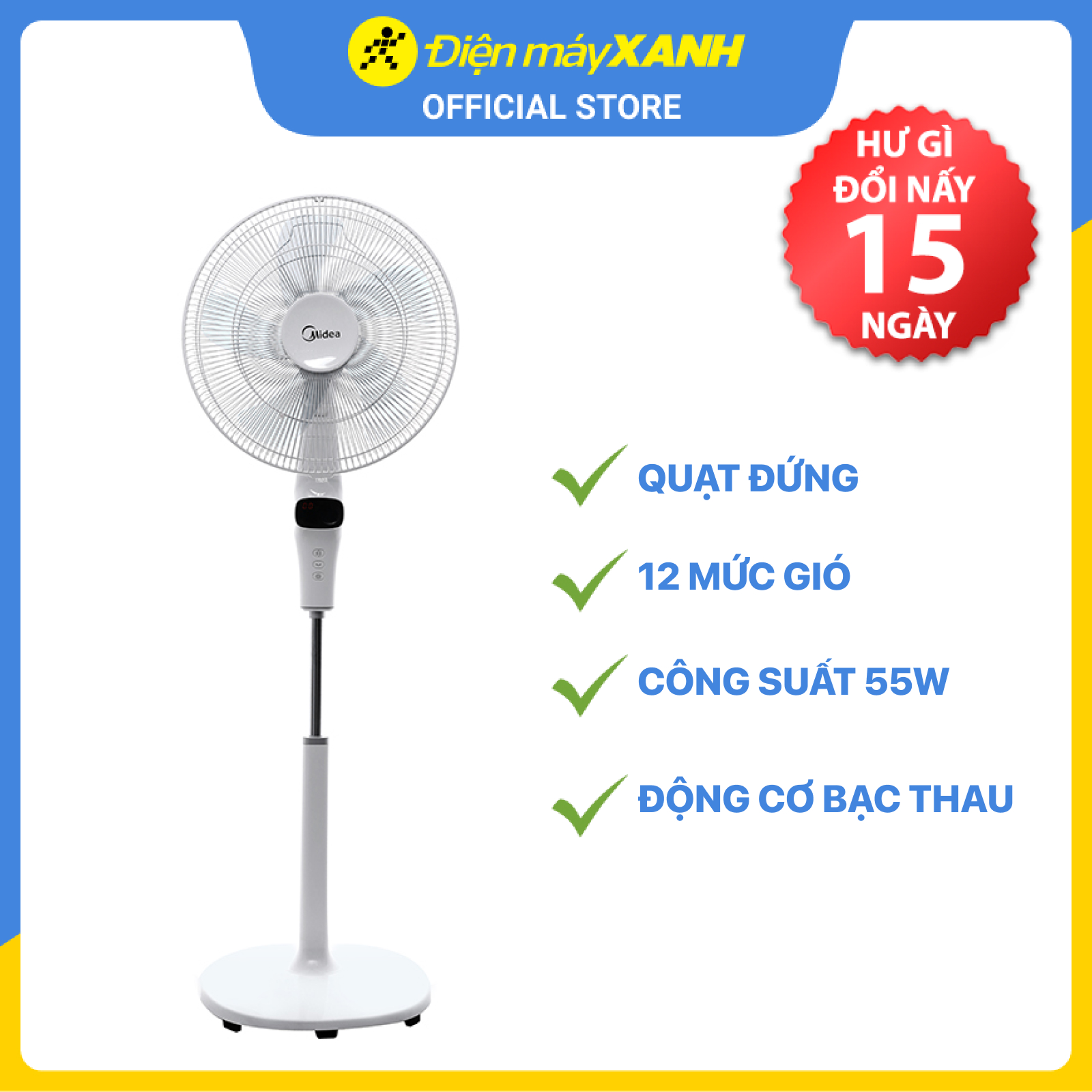 Quạt Đứng Midea FS40-15DR (55W) - Hàng chính hãng