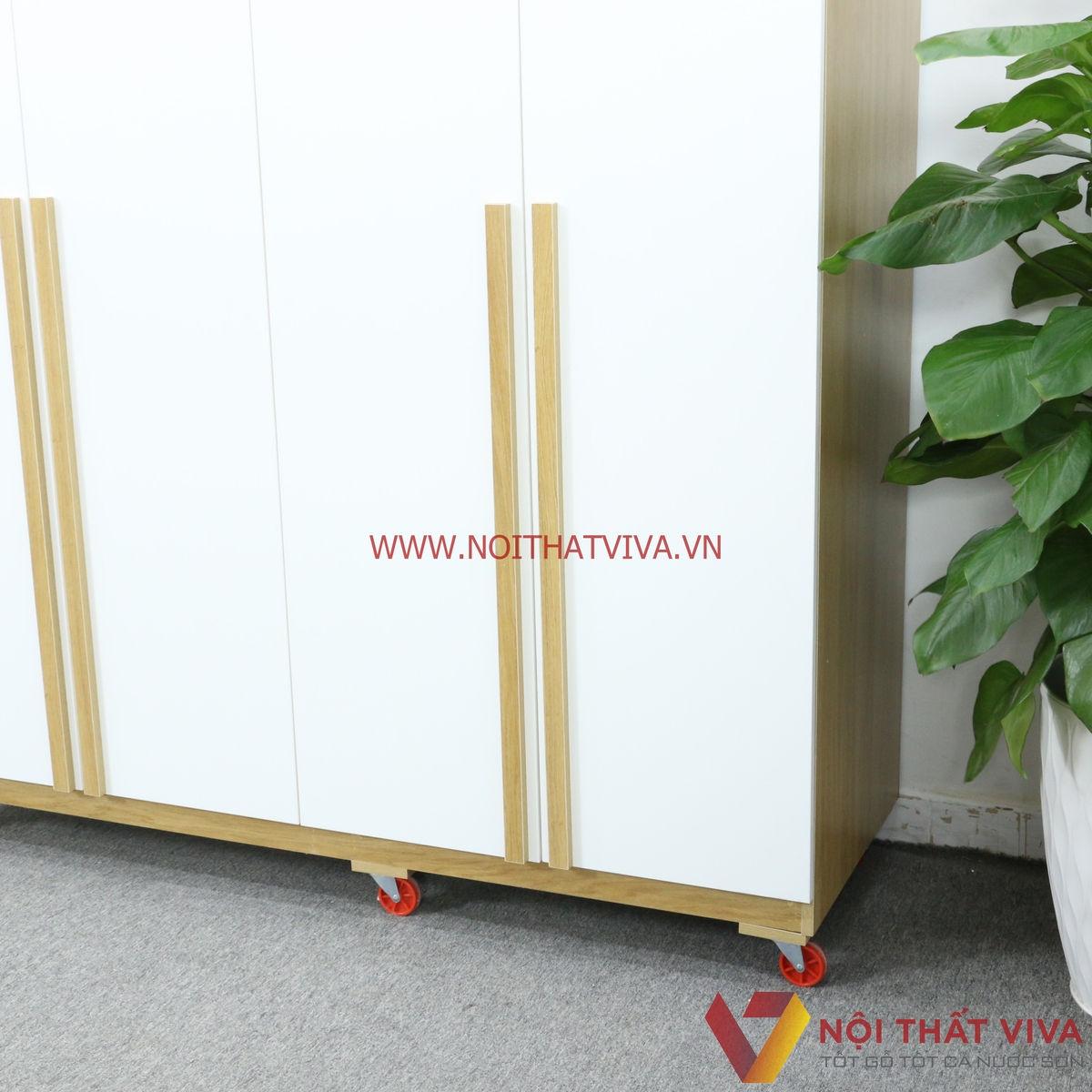 Tủ Quần Áo Gỗ MDF Melamine Màu Vàng 4 Cánh Trắng Hiện Đại Đẹp Giá Rẻ