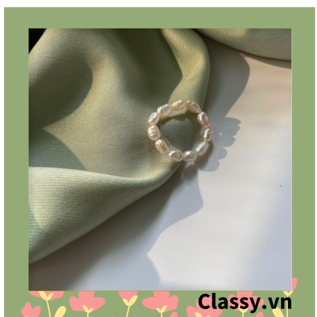 Nhẫn bằng nhựa Classy có đính hạt cườm nhiều màu dành cho nữ Classy PK1225