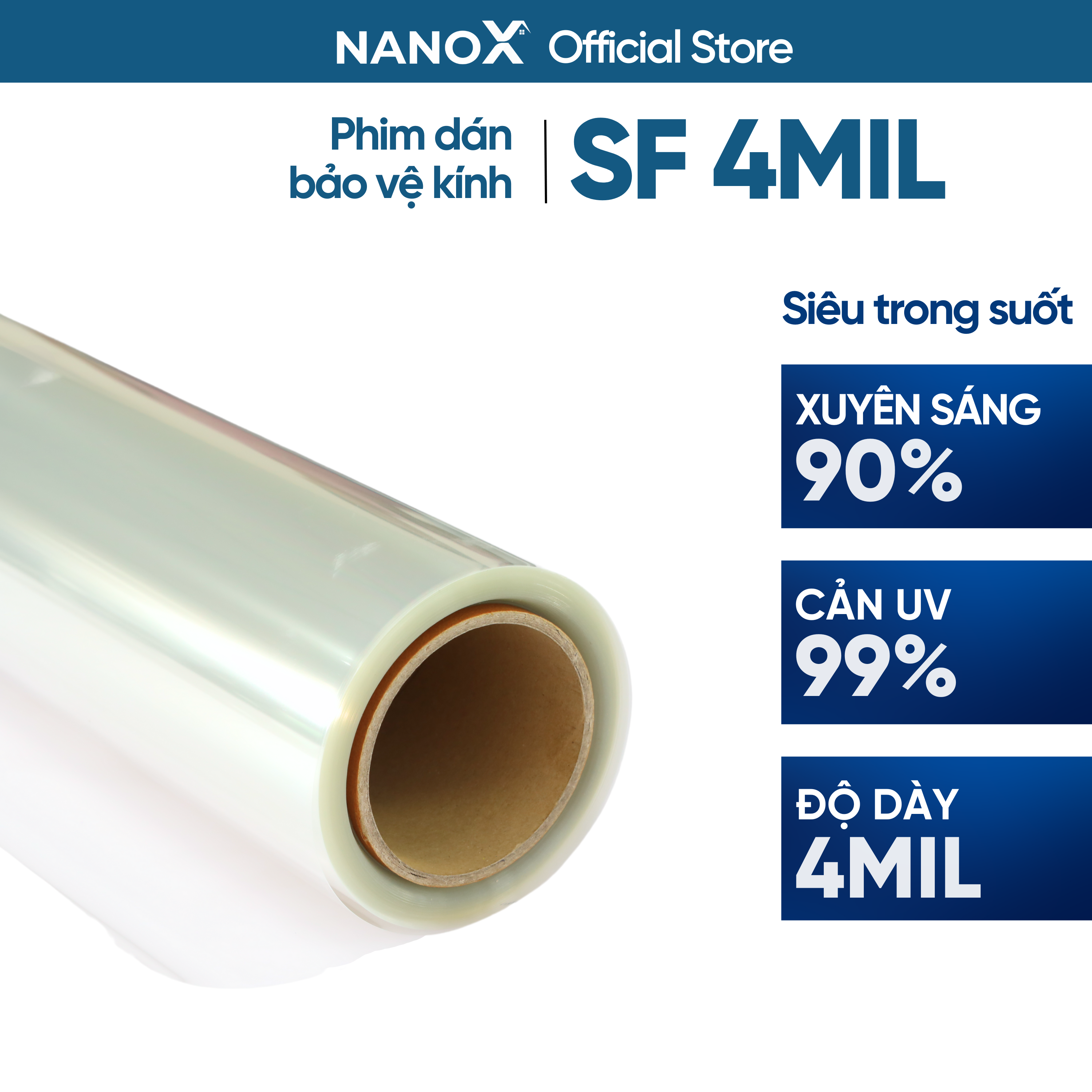 Phim bảo vệ kính trong suốt NanoX SF 4MIL, giấy dán bảo vệ kính, chống xước, chống vỡ, nổ kính cường lực