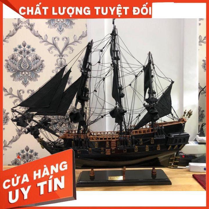 Thuyền buồm NGỌC TRAI ĐEN phong thuỷ size 64cm - Gỗ Muồng Đen