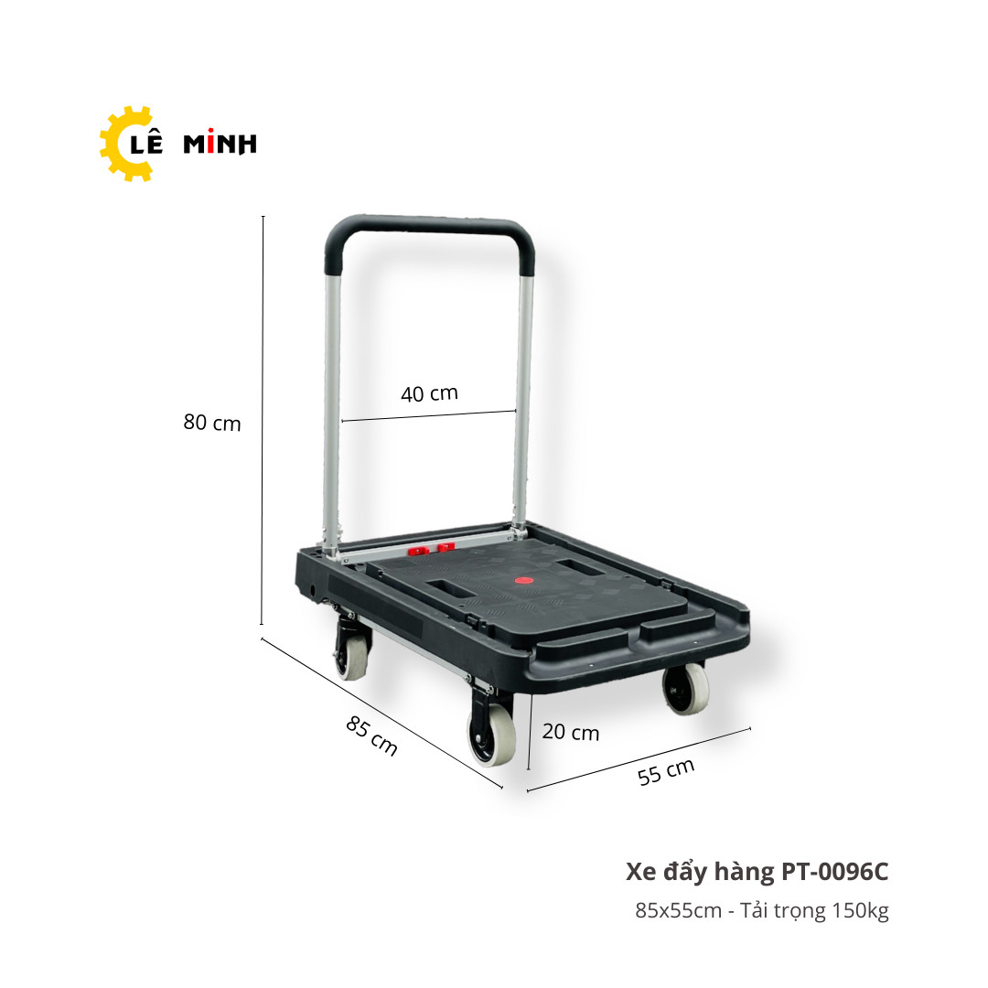 Xe Đẩy Hàng 4 Bánh Gấp Gọn PT-0096C Tải Trọng 150kg