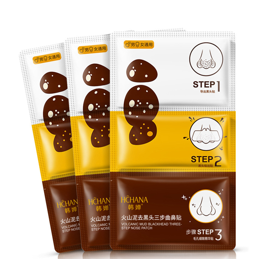 Set Lột mụn 3 bước từ bùn núi lửa HCHANA - Siêu Phẩm Lột Mụn Đầu Đen Mũi 3x7g