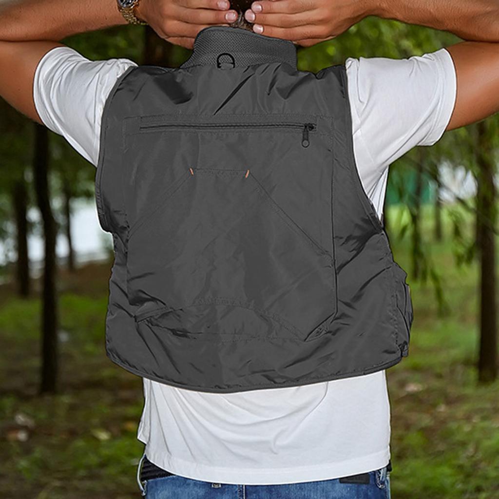 Multi Pocket Photography Hunting Fishing Vest Jacket Waistcoat Gray L