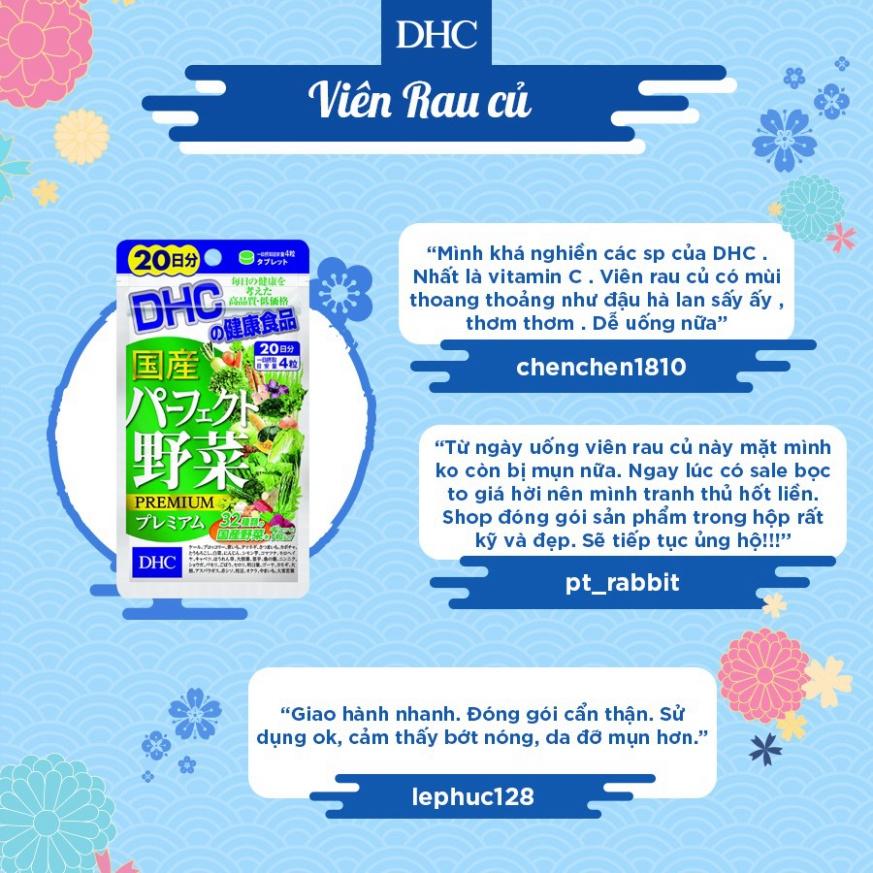 Viên Uống DHC Perfect Vegetable Premium Rau Củ Quả Nhật Bản Tổng Hợp Bổ Sung Chất Xơ, Giảm Nổi Mụn, Nóng Trong, Làm Đẹp Da