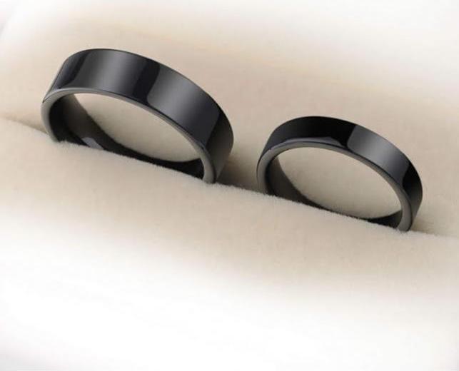 Nhẫn cặp tình nhân inox trơn đen NC132