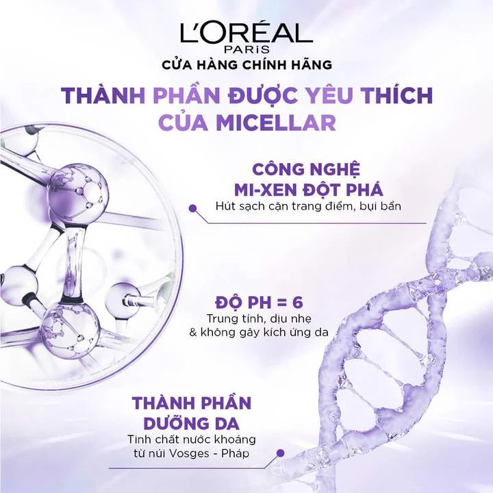 [L'OREAL PARIS] Nước Tẩy Trang Cấp Ẩm & Chống Lão Hoá Chuyên Sâu Revitalift Hyaluronic Acid Hydrating Micellar 400 ml