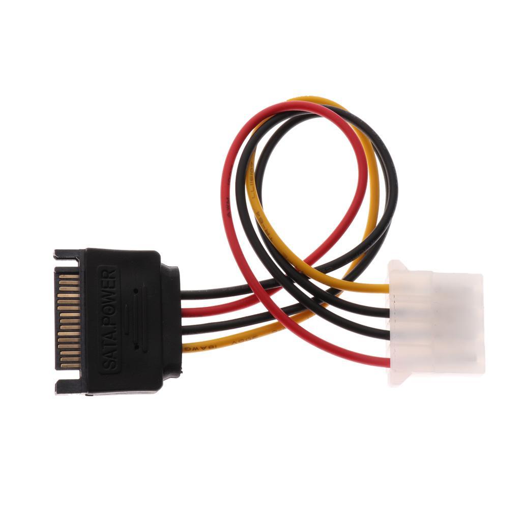 5Pcs 7.7in 4pin Female to 15pin SATA Male Power Adapter Cable for PC Case