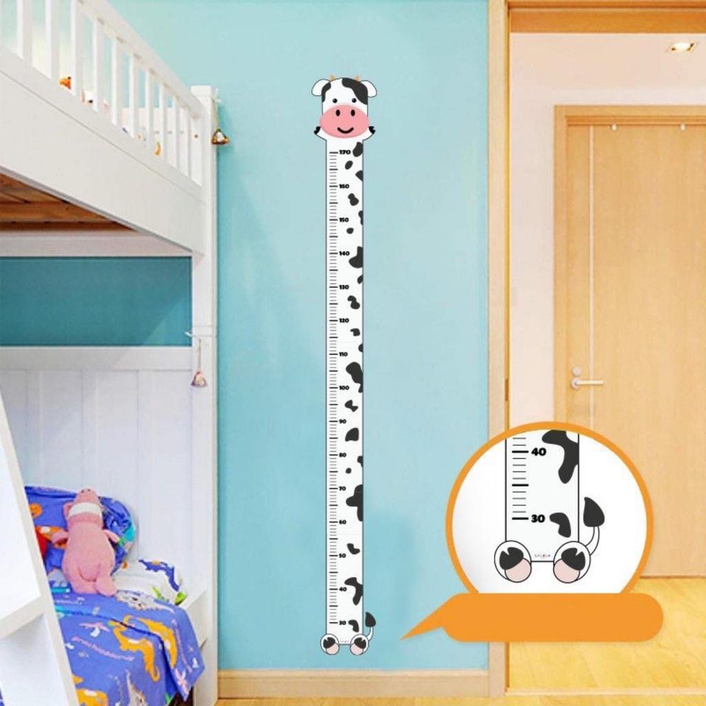 Thước đo chiều cao cho bé decal dán tường 3d hình con vật đáng yêu 1m7 Shop Bố Su