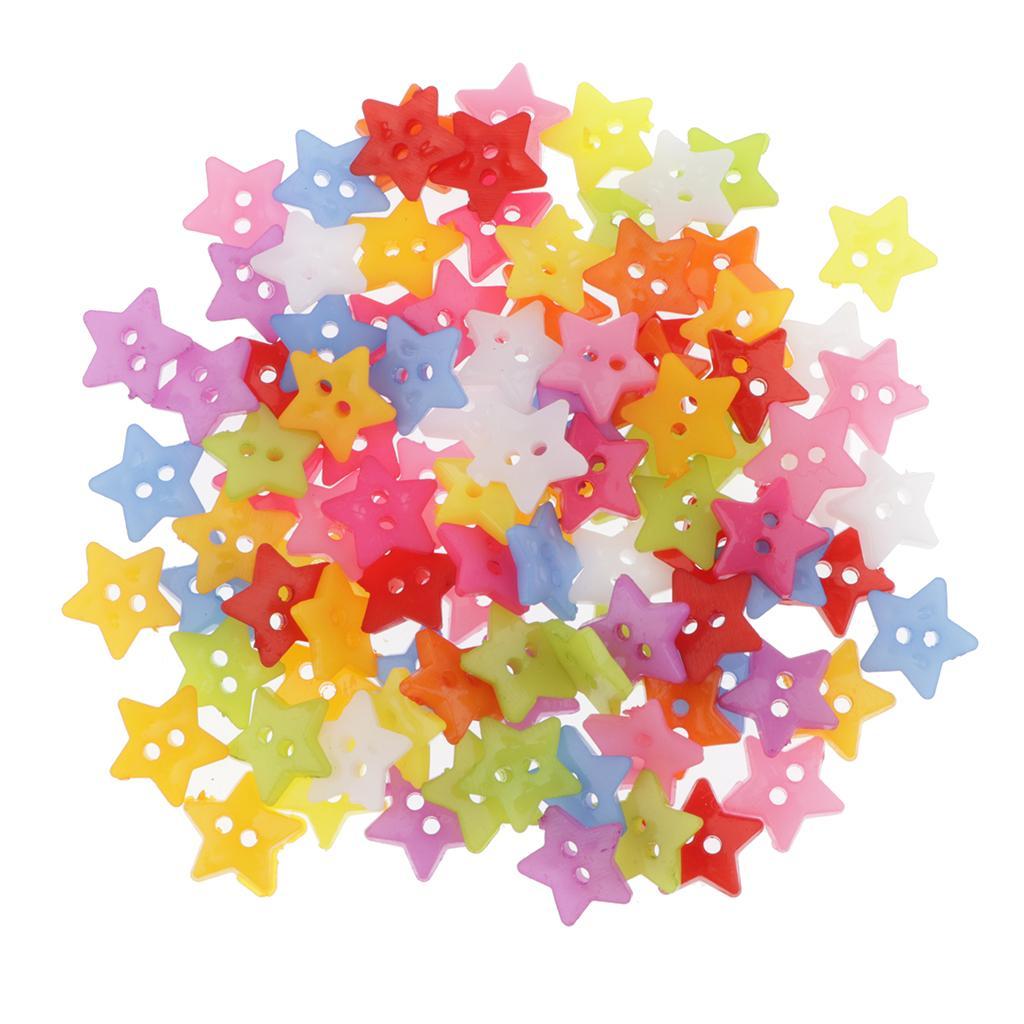 100x 15mm Colorful holes Buttons for DIY Sewing Craft