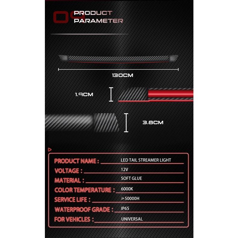 Đèn phanh xe hơi LED sợi carbon Đèn tín hiệu rẽ 130cm