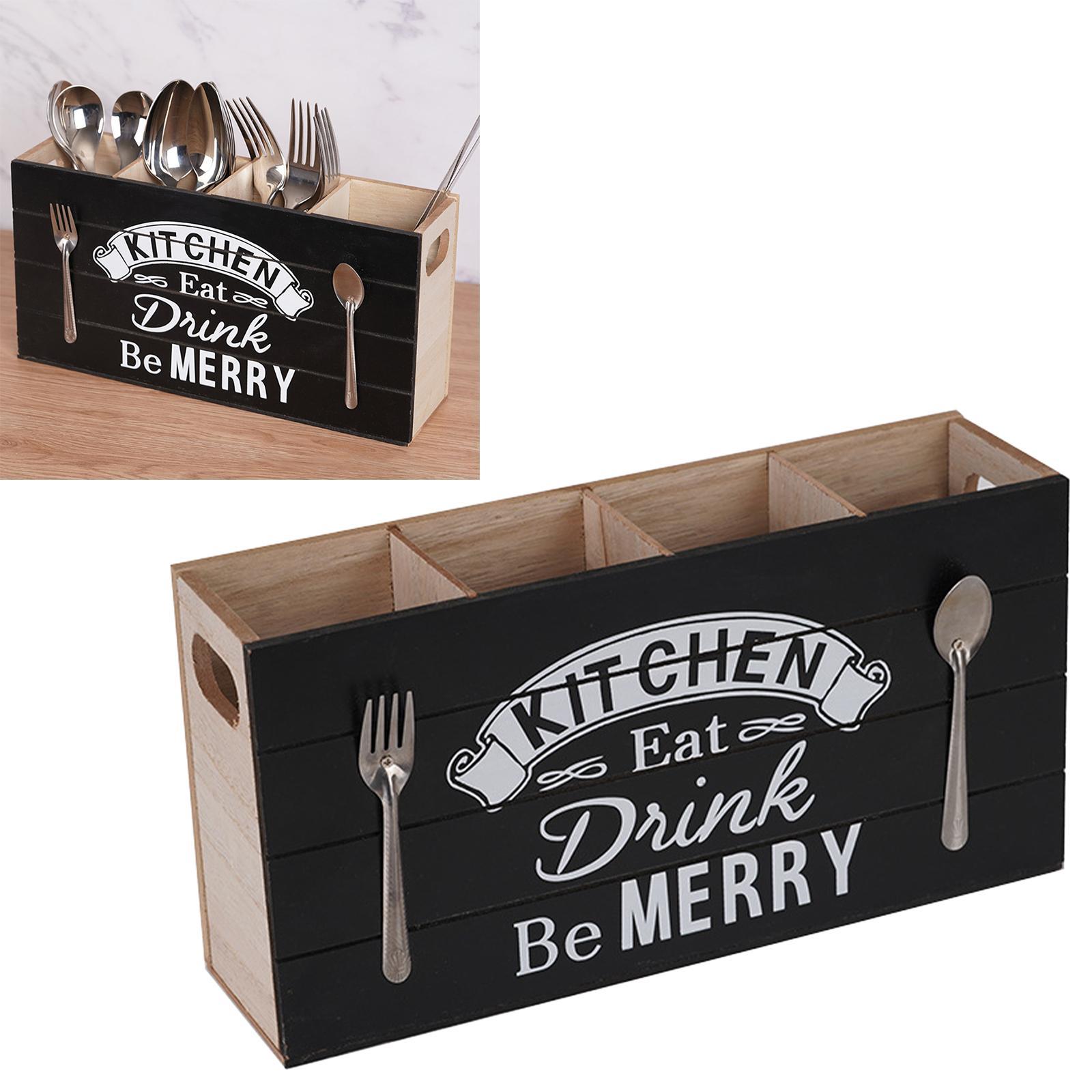 Retro Style Wood Kitchen Cutlery Holder Multifunction for Kitchen Decoration