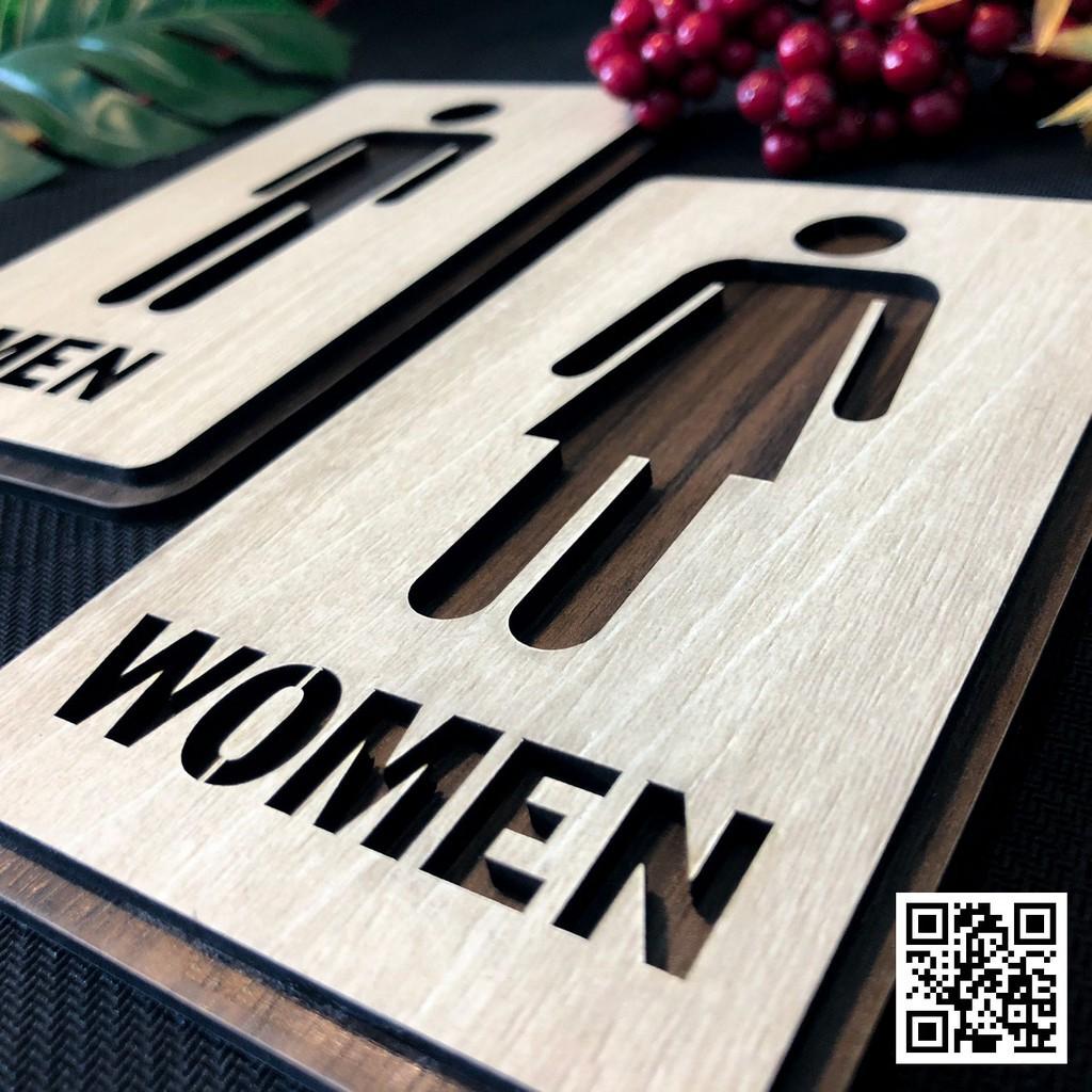 Bộ bảng toilet (Men, Women) gỗ dán tường kích thước 16x9cm