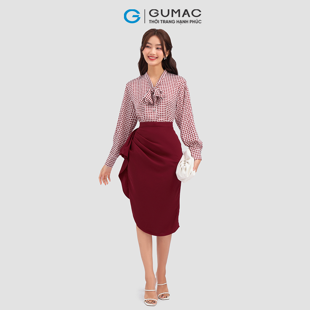 Chân váy bút chì xếp nếp GUMAC VC10050