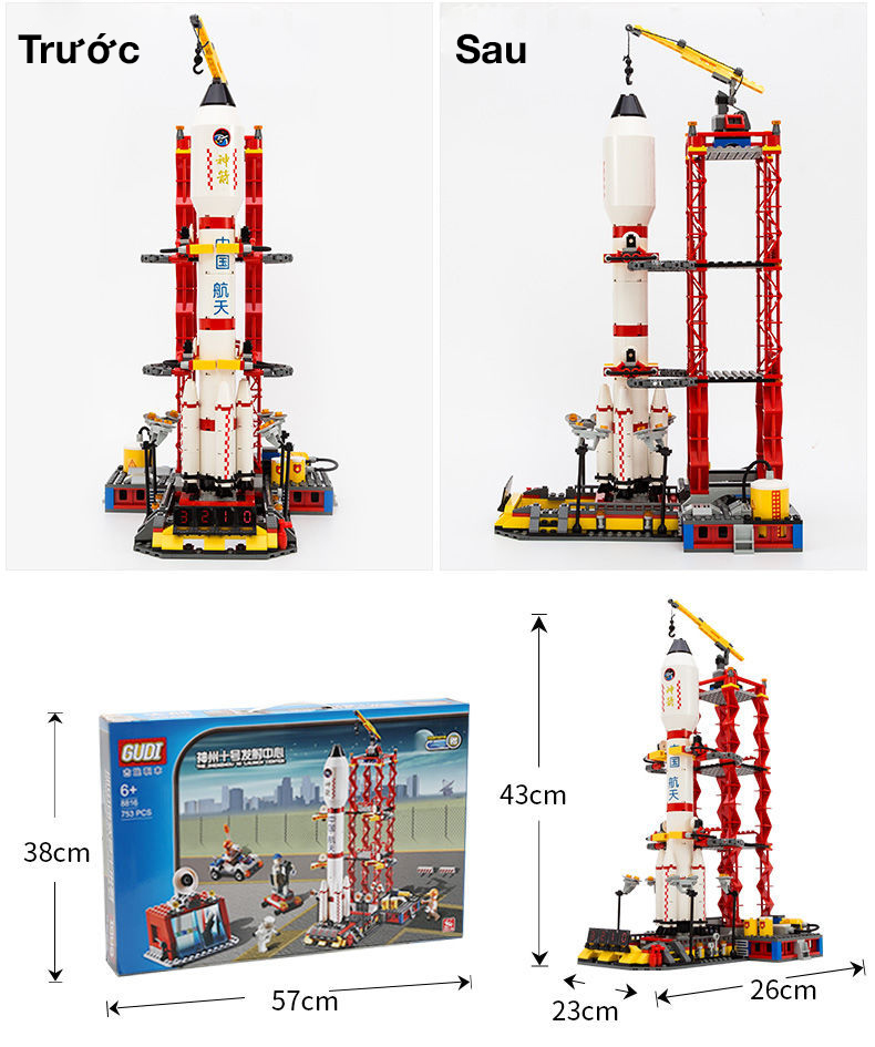 Bộ đồ chơi lắp ghép tàu vũ trụ con thoi KAVY NO.8809 khám phá không gian với 671 chi tiết bền đẹp