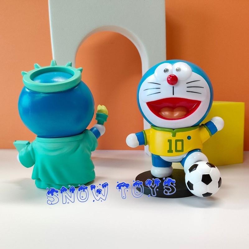 Mô hình Doraemon - 6 tư thế Doremon Cosplay Tượng nữ thần tự do Mỹ boxing búp bê Nga Bóng đá Brazil Ả rập Hàn Quốc