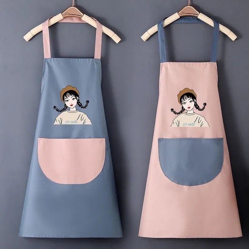 Tạp Dề Nhà Bếp Chống Thấm Hình Cô Gái Dễ Thương
