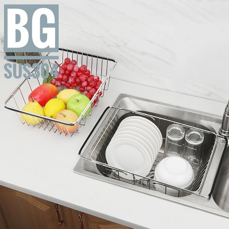 Kệ, rổ inox úp chén bát - rổ inox đựng rau củ quả có thể thay đổi kích thước