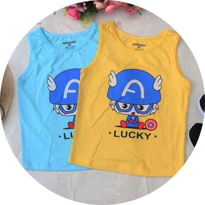 Áo sát nách bé trai Size 10-22kg vải cotton 100% thấm hút mồ hôi cực tốt