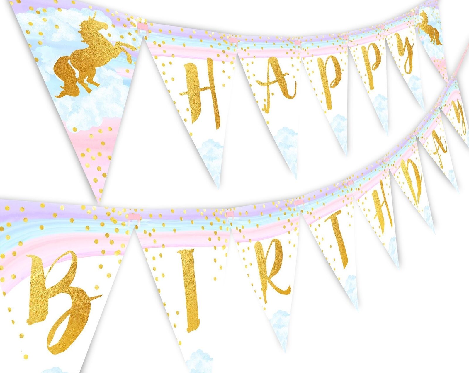 Bộ line bóng trang trí sinh nhật nhiều màu Unicorn theme upkp31