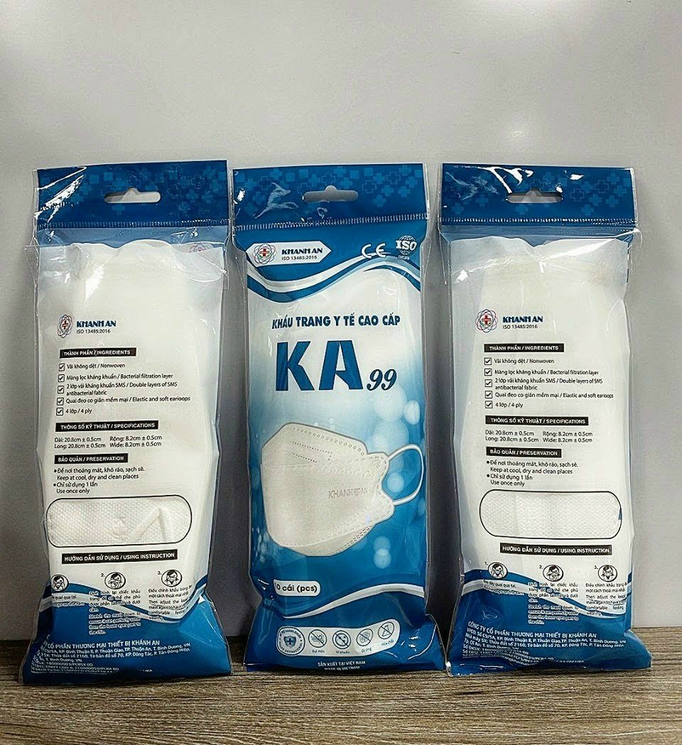 10 cái Khẩu trang y tế 4D Khánh An KA99 kháng khuẩn 99% công nghệ Hàn Quốc KF94 dạng túi tiện lợi tiết kiệm