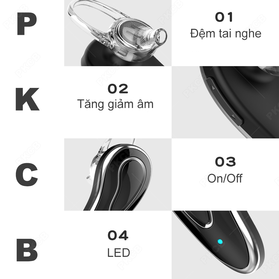 Tai Nghe Bluetooth Nhét Tai Không Dây Nhỏ Gọn Cao Cấp Âm Thanh Trung Thực Giảm Tiếng Ồn PKCB D9 HỒNG -Hàng  Chính Hãng